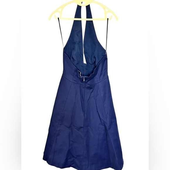 Halston Heritage Navy Blue Halter Flare Dress Size 8 - Picture 5 of 7